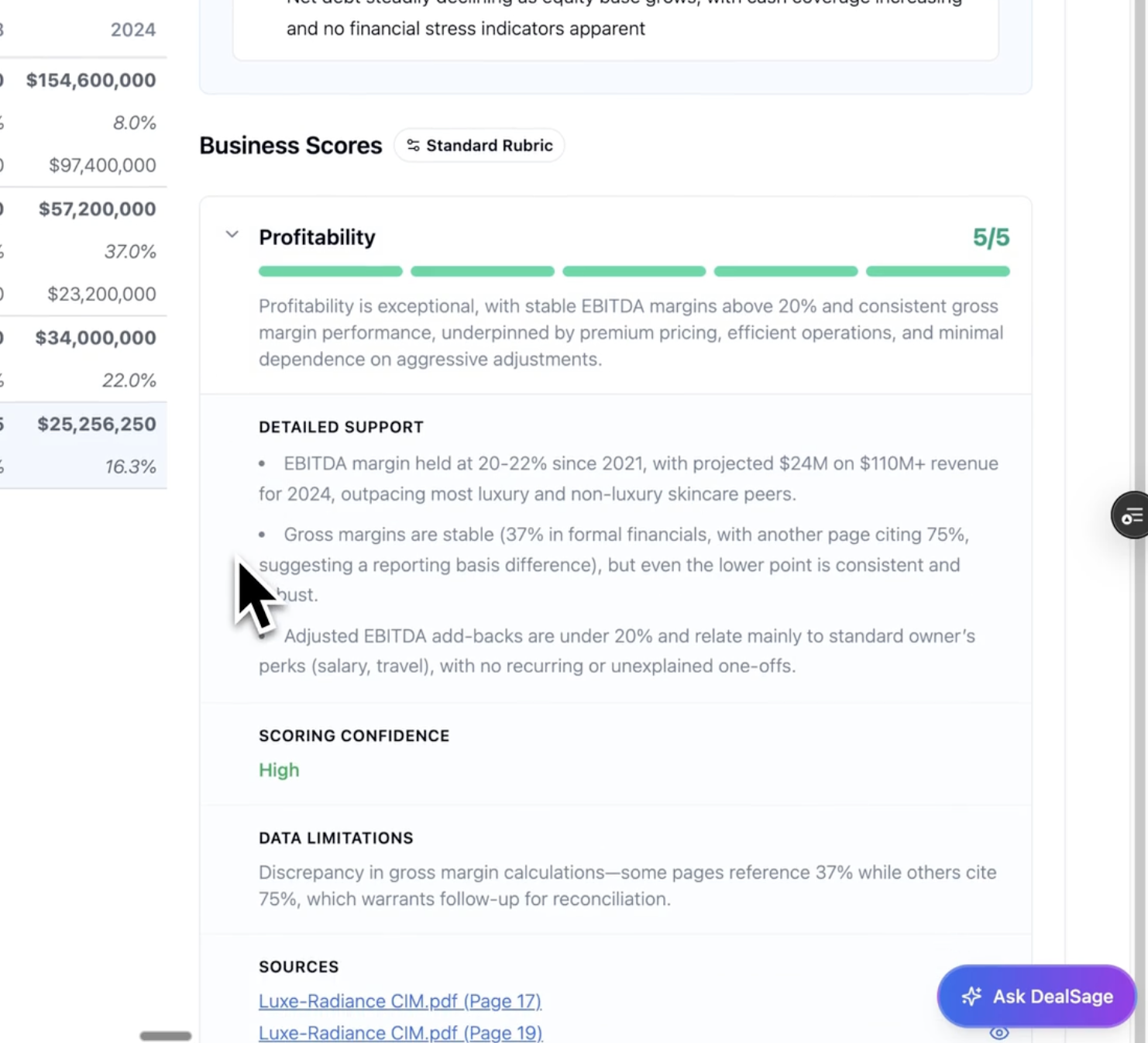 DealSage Grounded Scoring & Citations